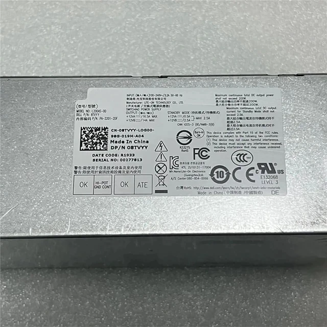 Alt view image 2 of 4 - For Power Supply L200AS-00 8TVYY D200AS-00 PK64R H200EBS-00 CGFJT 08TVYY 0PK64R 0CGFJT CN-08TVYY CN-0PK64R CN-0CGFJT