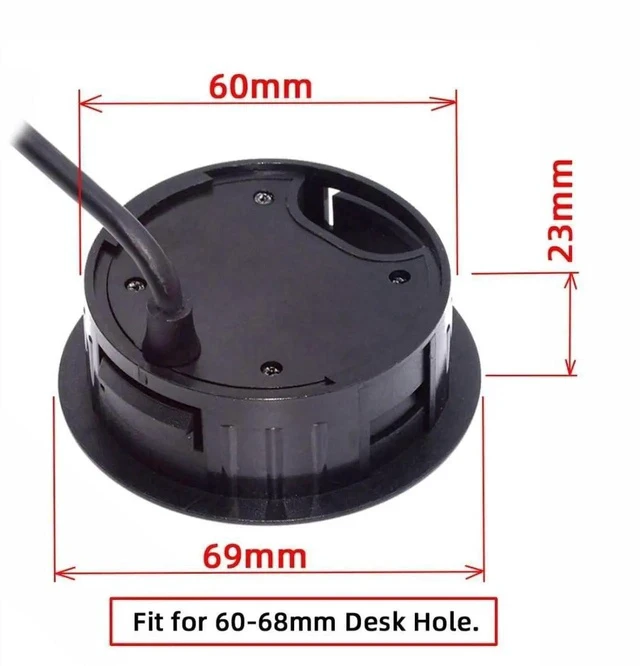 Alt view image 3 of 7 - USB 3.0 Flush Mount Desktop Hub, 60mm 2.36 Inch Grommet Hole Dock with 3 USB3.0 Ports & 3.5mm Audio Jack for Office Desk Expansion