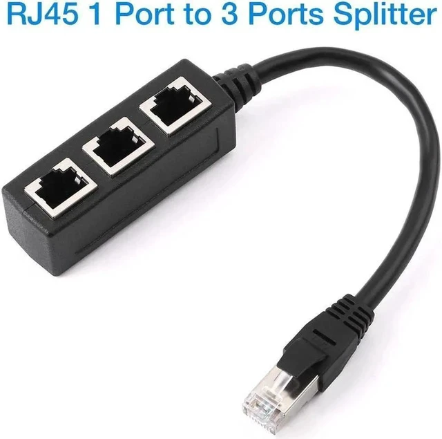 Alt view image 3 of 7 - Network 1 Port to 3 PortsSplitter Network Ethernet RJ45 eight-core network cable Ethernet extension cable socket adapter