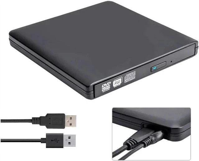 Main image of Aluminum External DVD Drive for Laptop, Portable High-Speed USB-C&USB 3.0 CD Burner/DVD Reader Writer for PC Desktops, Compatible with Windows/Mac OSX/Linux (XD058), Black