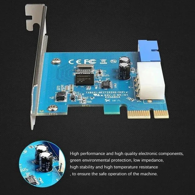Alt view image 2 of 6 - PCIe x1 to 19Pin/20Pin USB Internal Expansion Card, NEC720200 Chip with IDE 4Pin Power Connector Adapter