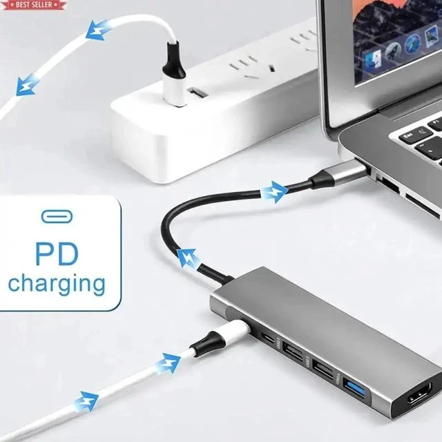 Alt view image 6 of 6 - SB-C SD TF Card Reader Audio Ports Docking Station Usb-c To HDTV Adapter USB C Hub 9 in 1 Usb Type C Adapter Charger