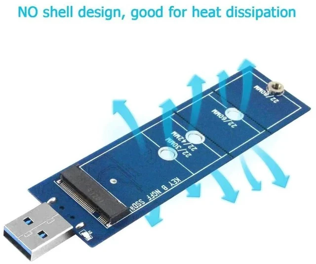 Alt view image 3 of 7 - M.2 to USB Adapter, B Key M.2 SSD Adapter to USB 3.0, USB to 2230 2242 2260 2280 M2 SSD Drive Adapter, NGFF Converter SSD Reader Card
