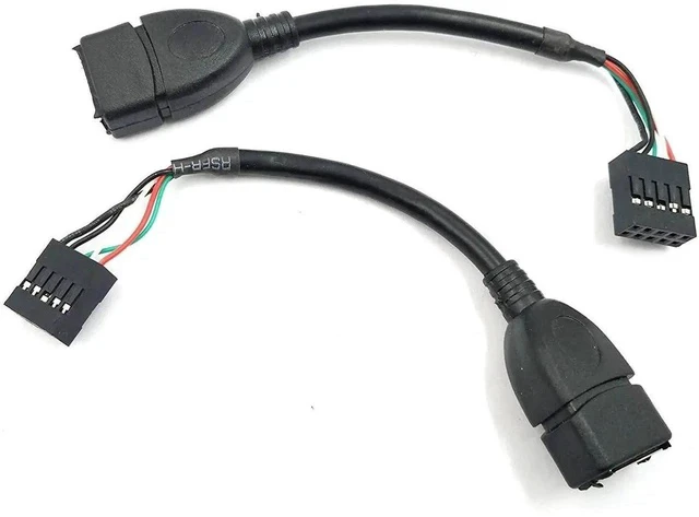 Alt view image 2 of 5 - USB Header to USB Cable,Motherboard USB 2.0 Adapter Cable, USB 2.0 Type A Female to Dupont 9 Pin Female Header Motherboard Cable Cord (2-Pack 0.1M)