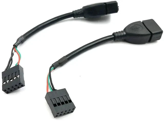 Alt view image 4 of 5 - USB Header to USB Cable,Motherboard USB 2.0 Adapter Cable, USB 2.0 Type A Female to Dupont 9 Pin Female Header Motherboard Cable Cord (2-Pack 0.1M)