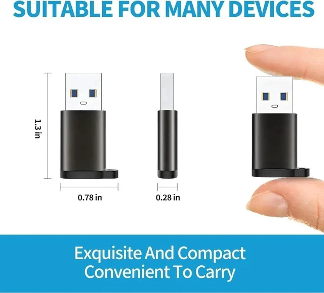 Alt view image 4 of 5 - USB to USB C 3.0 Adapter 4 Pack Type C to USB A Converter USB-C Female to USB Male Compatible for Apple MacBook Pro Mac Book iPad iPhone 16 15 14 13 12 Pro Max Galaxy S20-S23 More Black