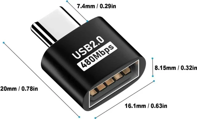 Alt view image 2 of 7 - USB C to USB Adapter, USB Type C Male to USB 2.0 Female Extension Connector, USB to USB C Adapter, Support 480Mbps Data Transfer, OTG Function and Charging for Phone, Laptop (4, Black)