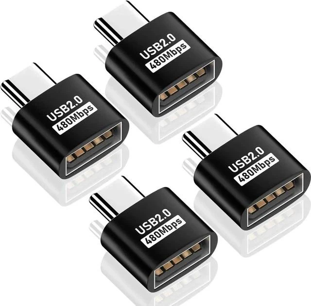 Main image of USB C to USB Adapter, USB Type C Male to USB 2.0 Female Extension Connector, USB to USB C Adapter, Support 480Mbps Data Transfer, OTG Function and Charging for Phone, Laptop (4, Black)