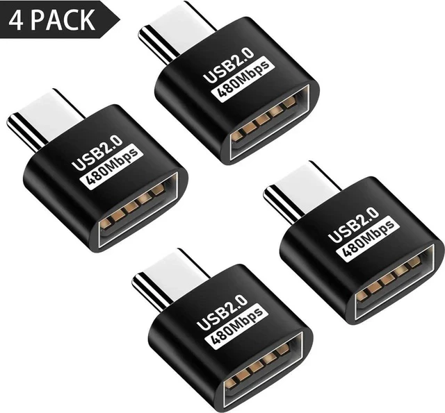 Alt view image 7 of 7 - USB C to USB Adapter, USB Type C Male to USB 2.0 Female Extension Connector, USB to USB C Adapter, Support 480Mbps Data Transfer, OTG Function and Charging for Phone, Laptop (4, Black)