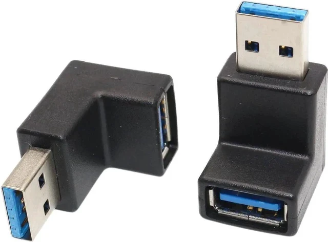 Alt view image 2 of 5 - Right Angle USB Adapter VCZHS USB3.0 AM to AF L Shape Converter Adapter USB 3.0 A Male to A Female 90 Degree Angle Plug(Pack of 2)