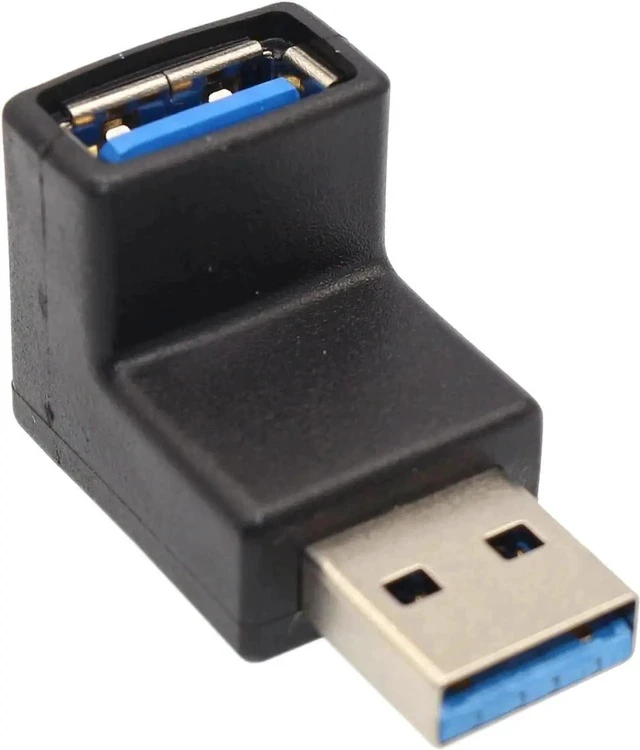 Alt view image 3 of 5 - Right Angle USB Adapter VCZHS USB3.0 AM to AF L Shape Converter Adapter USB 3.0 A Male to A Female 90 Degree Angle Plug(Pack of 2)