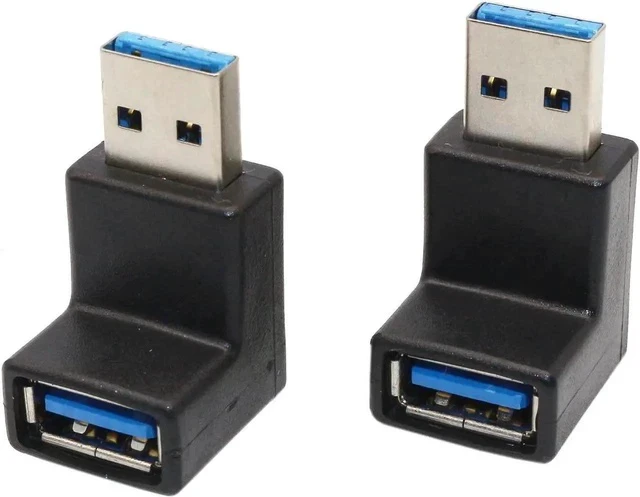 Alt view image 5 of 5 - Right Angle USB Adapter VCZHS USB3.0 AM to AF L Shape Converter Adapter USB 3.0 A Male to A Female 90 Degree Angle Plug(Pack of 2)