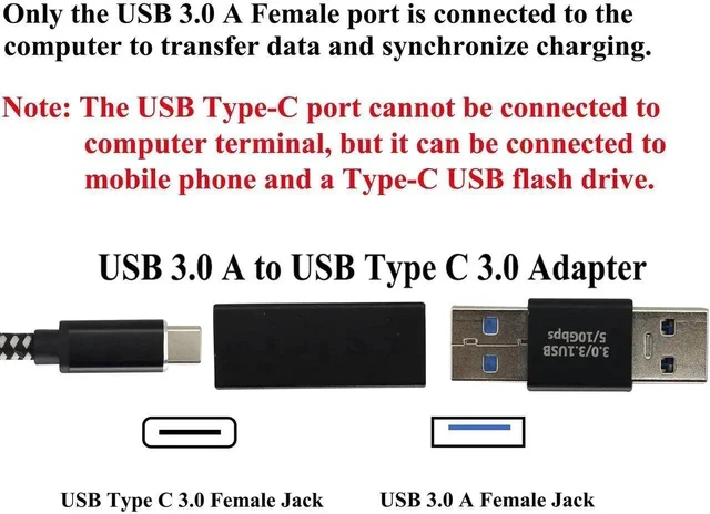 Alt view image 5 of 7 - USB C to USB A Adapter USB 3.0 A Male to USB Type C Female Converter (One-Way Transmission and Charging) for USB Port PC,Laptops,Chargers and Type-C Port U-Disk,Smart Phone Etc(2 Pack-Black)