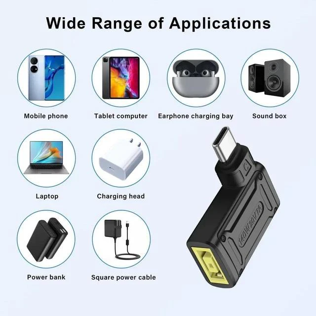 Main image of PD 140W Square to Type C Power Charging Adapter Slim Tip Female Input to USB C Male Connector with PD Automatic Identification Chip,for Phone,Tablet,Laptop (Square C)