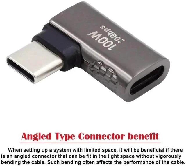 Alt view image 2 of 7 - 90 Degree Left & Right Angled USB4 Type-C Male to Female Adapter, 20Gbps Data 100W PD Charging 8K Video Converter Compatible with USB4.0 Devices