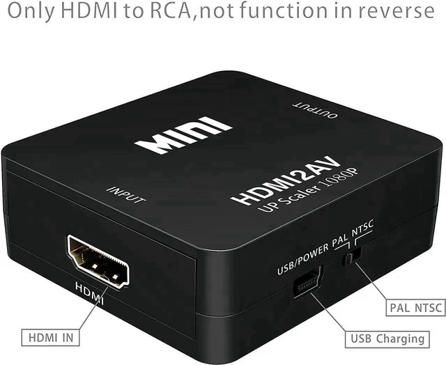 Alt view image 3 of 6 - HDMI to 3RCA CVBS Composite AV Converter Adapter, 1080P HDMI to RCA Video Audio Converter Support PAL/NTSC, for PC, Laptop, Xbox, PS4, PS3, Blu-Ray Player, DVD, Camera, HD TV, STB, VHS VCR