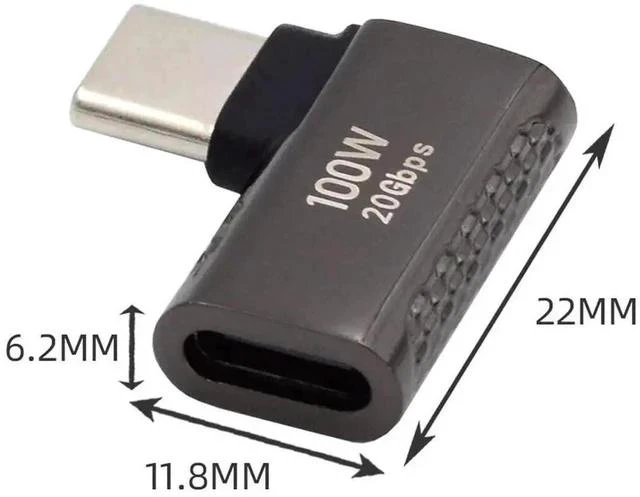 Alt view image 3 of 7 - 90 Degree Left & Right Angled USB4 Type-C Male to Female Adapter, 20Gbps Data 100W PD Charging 8K Video Converter Compatible with USB4.0 Devices