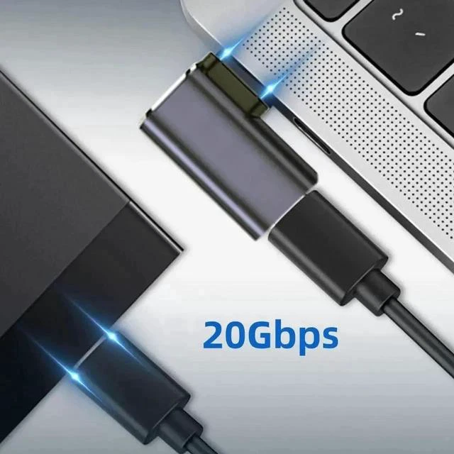 Alt view image 5 of 7 - 90 Degree Left & Right Angled USB4 Type-C Male to Female Adapter, 20Gbps Data 100W PD Charging 8K Video Converter Compatible with USB4.0 Devices