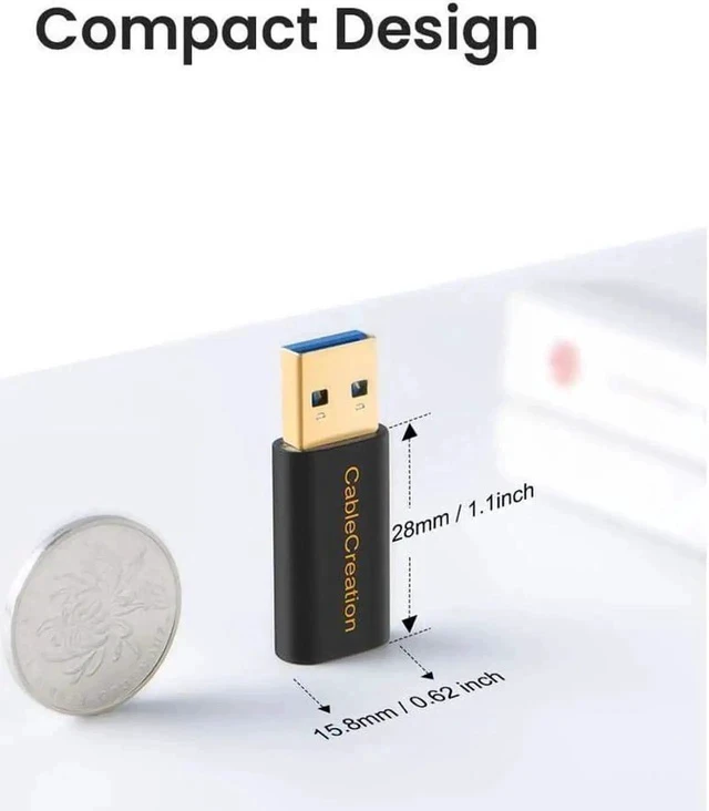 Alt view image 7 of 7 - USB3.1 USB C Female to USB Male Adapter 5Gbps CableCreation USB to USB C Adapter USB C to A Adapter Female USB C Adapter for Laptops Logitech StreamCam and Other USB-A Devices