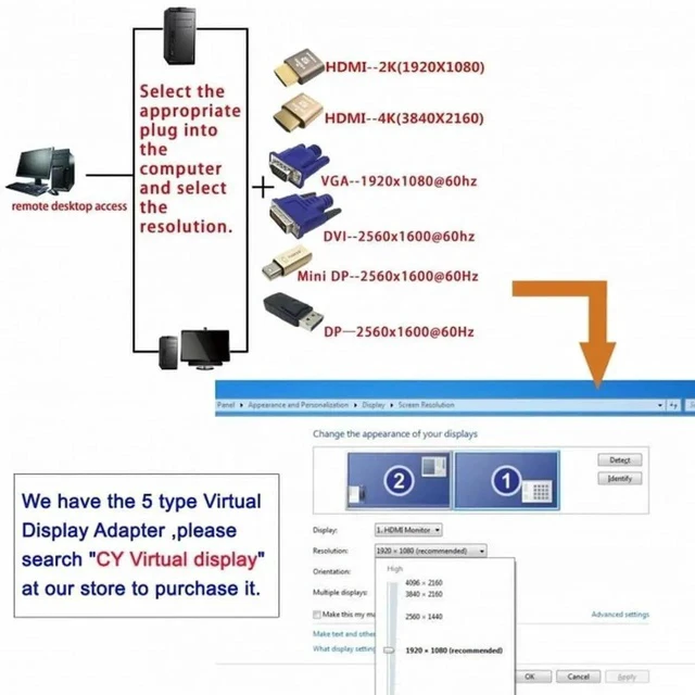 Alt view image 4 of 7 - Gold Mini DP Virtual Display Dummy Plug, 4K Mini DisplayPort Headless Ghost Monitor Emulator with DDC EDID, 4K@17Hz Display Emulator Adapter for Mining Rigs, Remote Desktop, Streaming & Rendering PCs