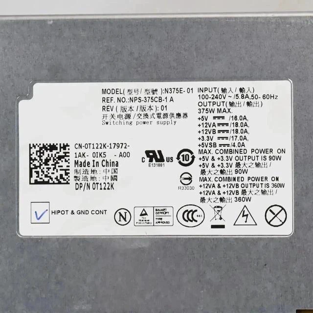 Alt view image 4 of 6 - 360w Server Power Supply for D-ELL PowerEdge T310 N375E-01 DP/N:0T122K Psu