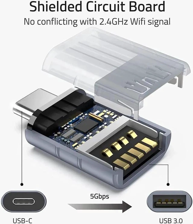 Alt view image 6 of 7 - USB C to USB Adapter Pack of 2 USB C Male to USB3 Female Adapter Compatible with MacBook Pro 2021 iMac iPad Mini 6/Pro MacBook Air 2022 and Other Type C or Thunderbolt 4/3 Devices Space Blue