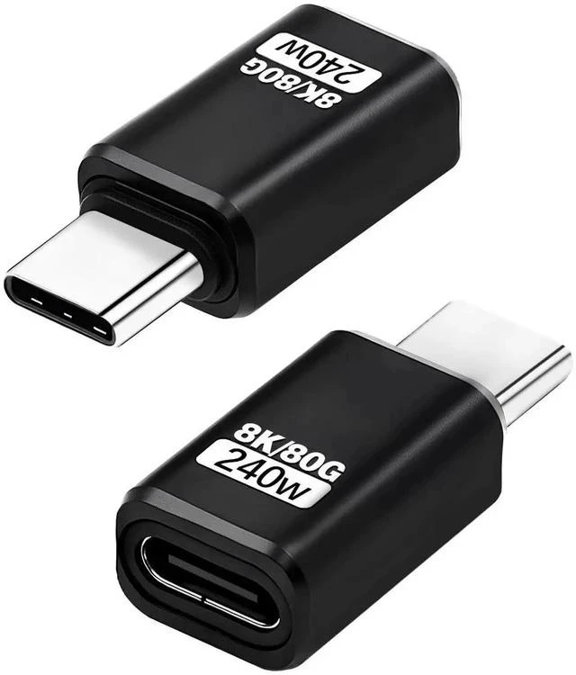 Main image of 80G USB C Extender Adapter, USB C Male to Female Adapter Connector 240W PD & 8K Video Compatible with Thunderbolt 5 Cable for Steam Deck, ROG Ally, Switch, Notebook, PC, Tablet, Phone 2 Pack