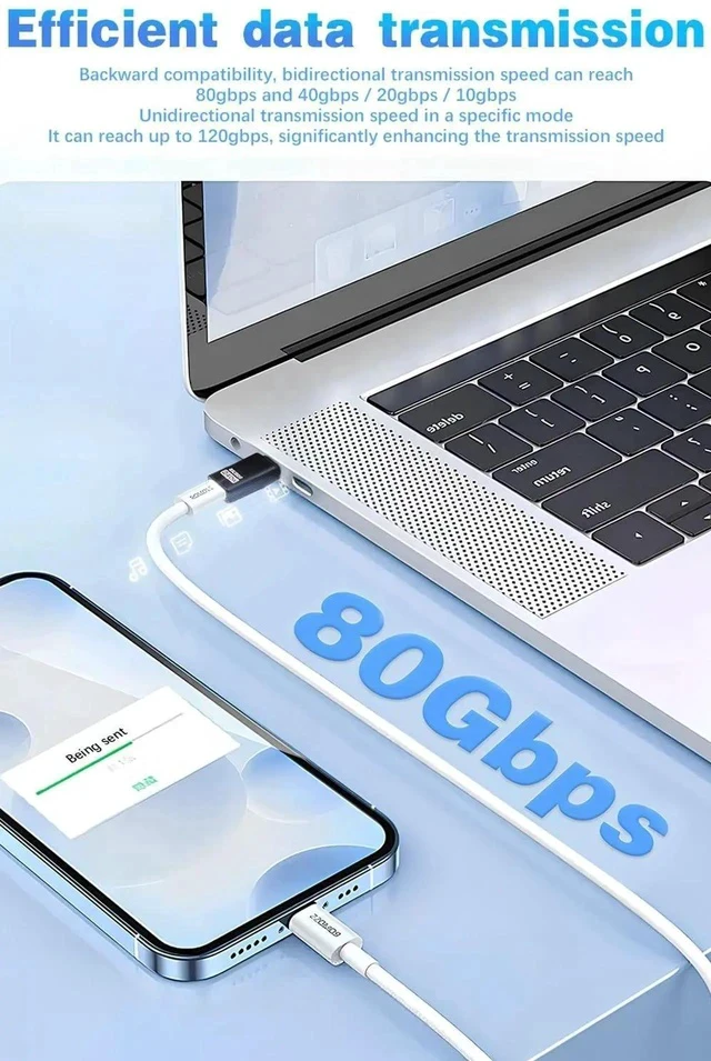 Alt view image 2 of 7 - 80G USB C Extender Adapter, USB C Male to Female Adapter Connector 240W PD & 8K Video Compatible with Thunderbolt 5 Cable for Steam Deck, ROG Ally, Switch, Notebook, PC, Tablet, Phone 2 Pack