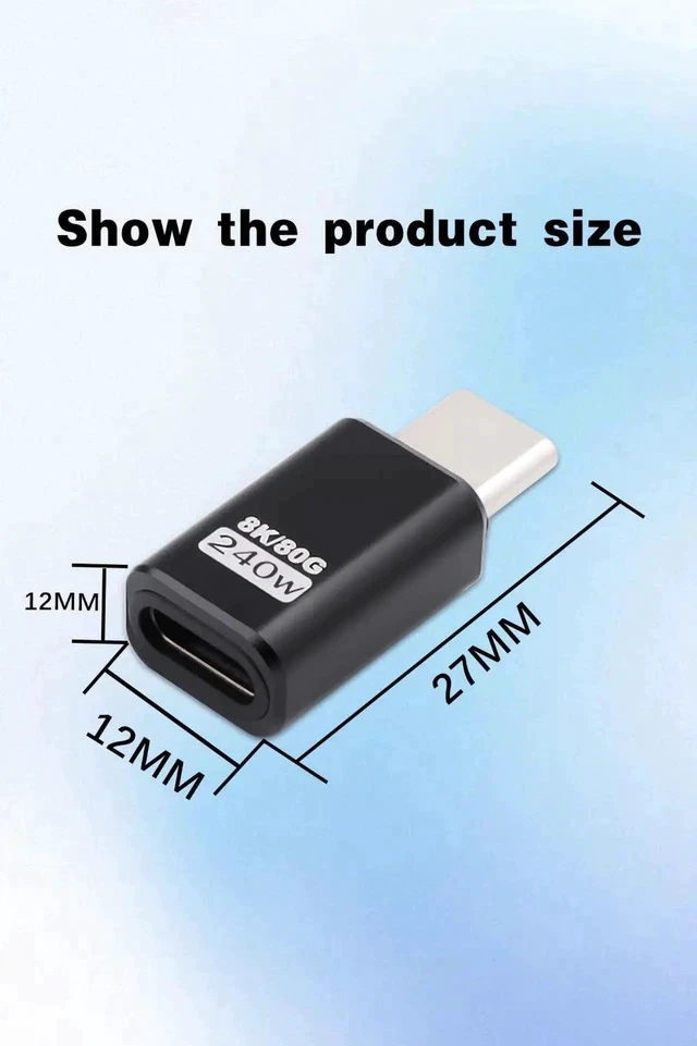 Alt view image 3 of 7 - 80G USB C Extender Adapter, USB C Male to Female Adapter Connector 240W PD & 8K Video Compatible with Thunderbolt 5 Cable for Steam Deck, ROG Ally, Switch, Notebook, PC, Tablet, Phone 2 Pack