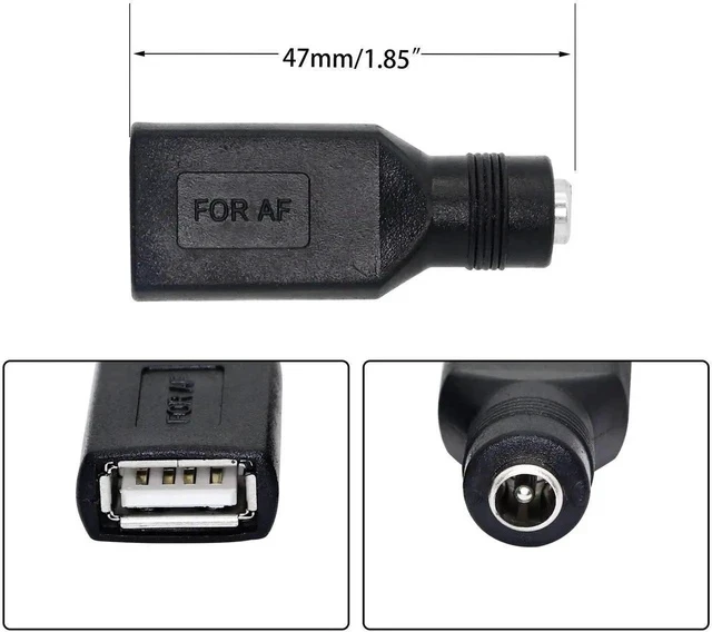 Alt view image 2 of 6 - USB 2.0 A Female to DC 5.5x2.1mm Power Adapter, Nickel-Plated Connector, Corrosion-Resistant, 5 PCS Interchangeable Plugs