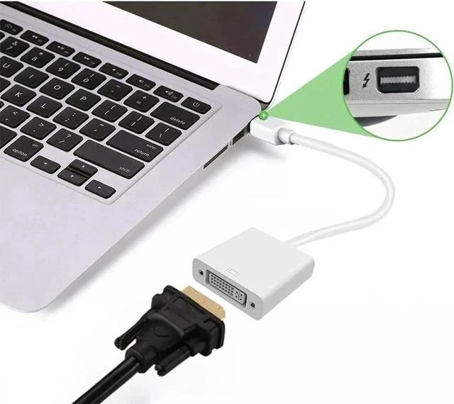 Main image of White Passive Mini DisplayPort to DVI-D Adapter, Thunderbolt Compatible MDP to DVI Video Converter Support Max 1920×1200 / 1080P@60Hz for Laptop, Monitor, Projector