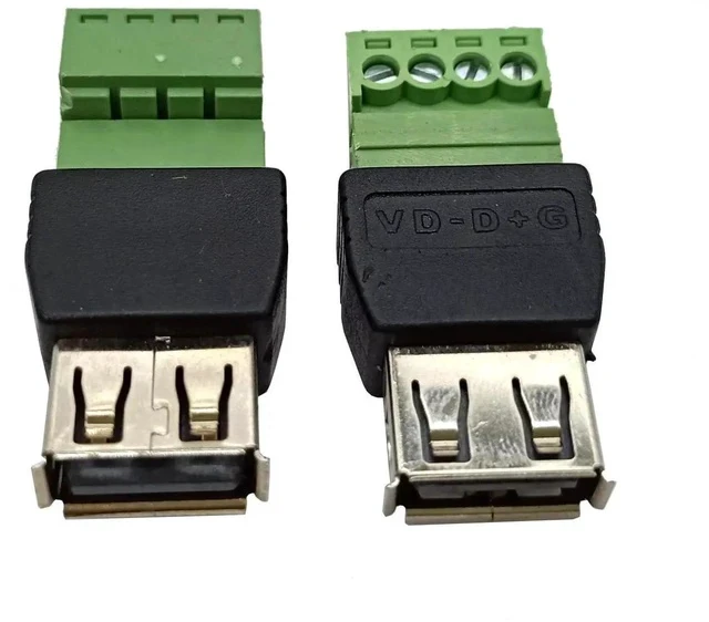 Alt view image 2 of 2 - 4Pack USB A Male & Female to 4 Pin Screw Terminal Solderless Bolt Screw Terminals Converter Charging Adapter