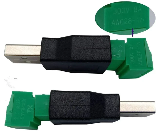 Alt view image 7 of 7 - USB 2.0 A Screw Terminal Block Adapter USB 2.0 A Male to 5 Pin/Way Female Bolt Screw Shield terminals Pluggable Type Adapter Connector for Charging and Data Transfer (2Pack/Male)