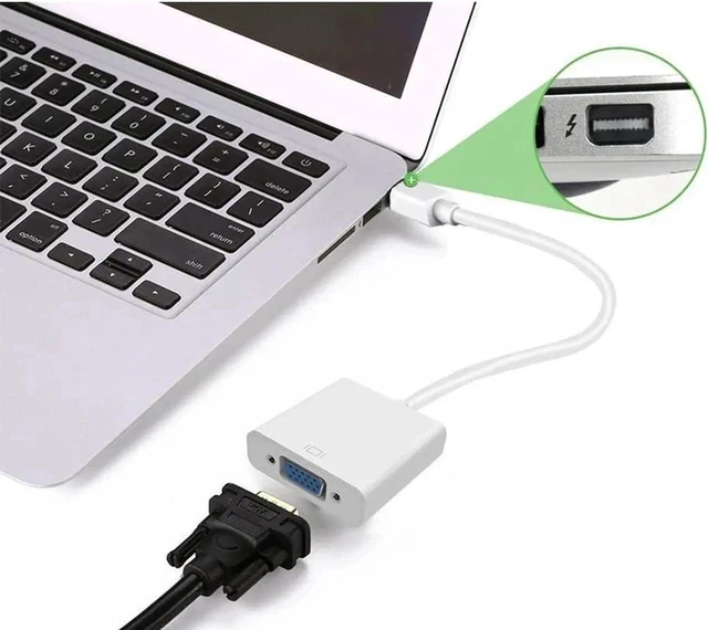 Alt view image 4 of 4 - Active Thunderbolt Mini DisplayPort to VGA Adapter, Mini DP to VGA Converter Supports Max 1920x1200 1080P Full HD, Compact White MDP to VGA Dongle for Laptop, PC, Monitor, Projector