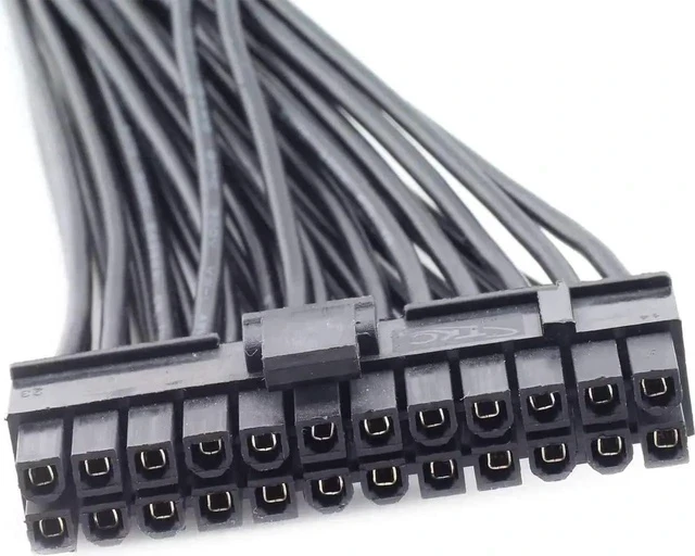 Alt view image 2 of 2 - Traodin SATA Cables, Dual PSU Power Supply 24-Pin Adapter Cable for ATX Motherboard 18AWG - 1FT