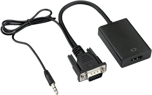 Alt view image 2 of 5 - Aluminum VGA Male to HDMI Female Converter Adapter with 3.5mm Audio Cable & Micro USB Power Cord, VGA to HDMI Signal Transmitter for HDTV, Monitor, DVD Player, Tablet PC & Digital Camera