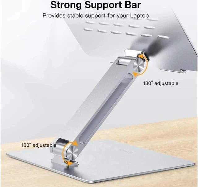 Alt view image 2 of 7 - Laptop Stand 360°Rotating Swivel Foldable Aluminum Laptop Desk Stand Adjustable Height Laptop Riser Ergonomic Computer Monitor Stand Compatible with PC, MacBook Air/All 10-17.3" Laptops