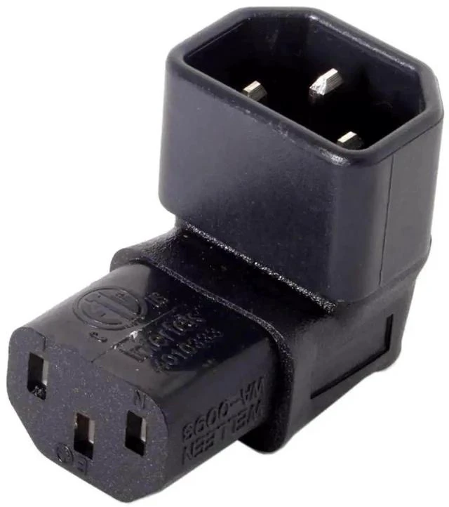 Main image of 90-Degree Up Angled IEC320 C14 Male to C13 Female Power Adapter, 10A 250V Right Angle Turning Connector for PC, Monitor, PDU, Printer