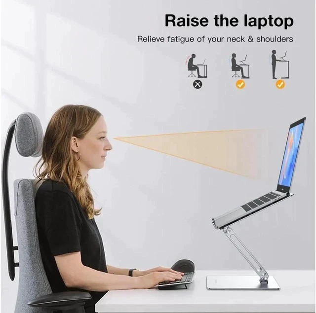 Alt view image 7 of 7 - Laptop Stand 360°Rotating Swivel Foldable Aluminum Laptop Desk Stand Adjustable Height Laptop Riser Ergonomic Computer Monitor Stand Compatible with PC, MacBook Air/All 10-17.3" Laptops