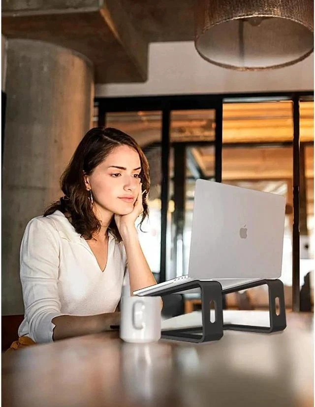 Alt view image 2 of 7 - Laptop Stand Adjustable, Notebook Holder : Aluminum Detachable Laptop Riser for Desk, Compatible with 10-15.6" MacBook Air Pro, XPS, More Notebooks - (Black)