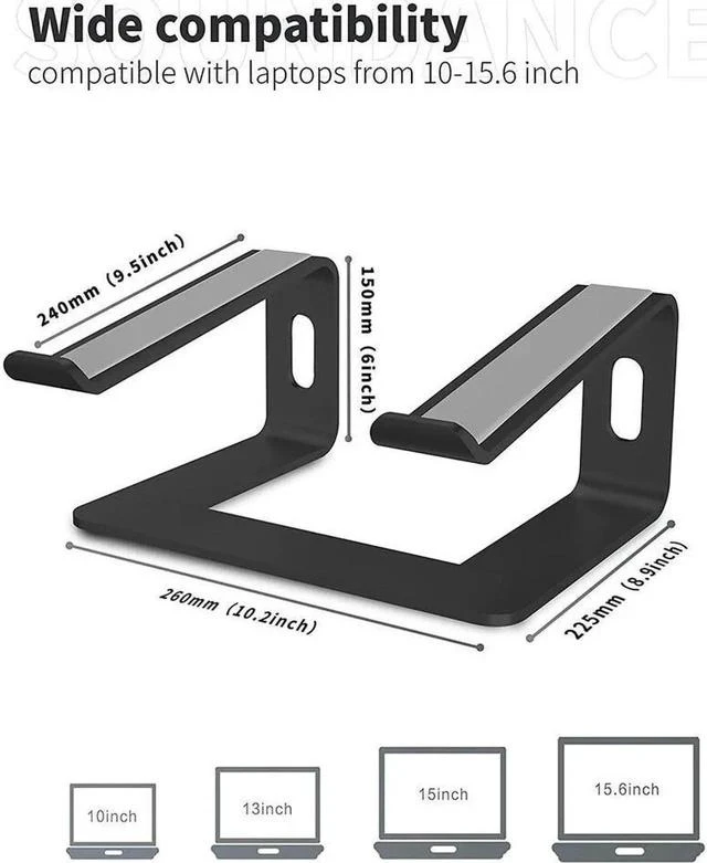 Alt view image 6 of 7 - Laptop Stand Adjustable, Notebook Holder : Aluminum Detachable Laptop Riser for Desk, Compatible with 10-15.6" MacBook Air Pro, XPS, More Notebooks - (Black)