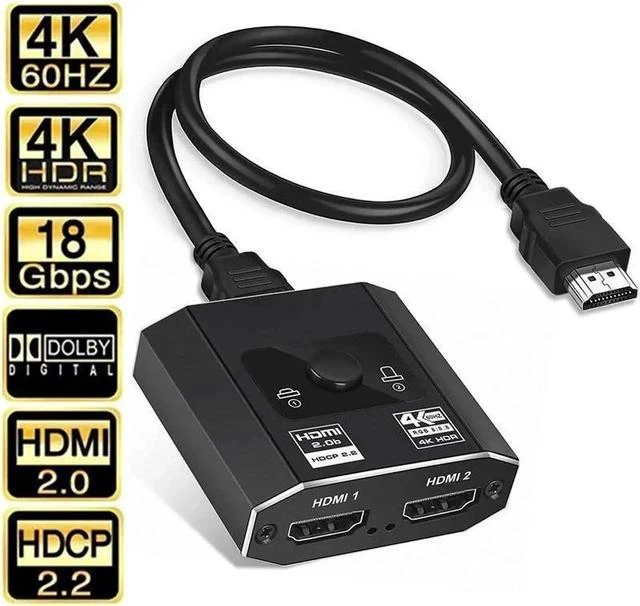 Main image of High Speed 18Gbps HDMI 2.0b Ultra 4K HD Mini Switch with HDMI Cable, 4K@60Hz 1080p@120Hz HDR 1in 2out/2in 1out Splitter(Singal Display) Converter Compatible with Xbox X PS5