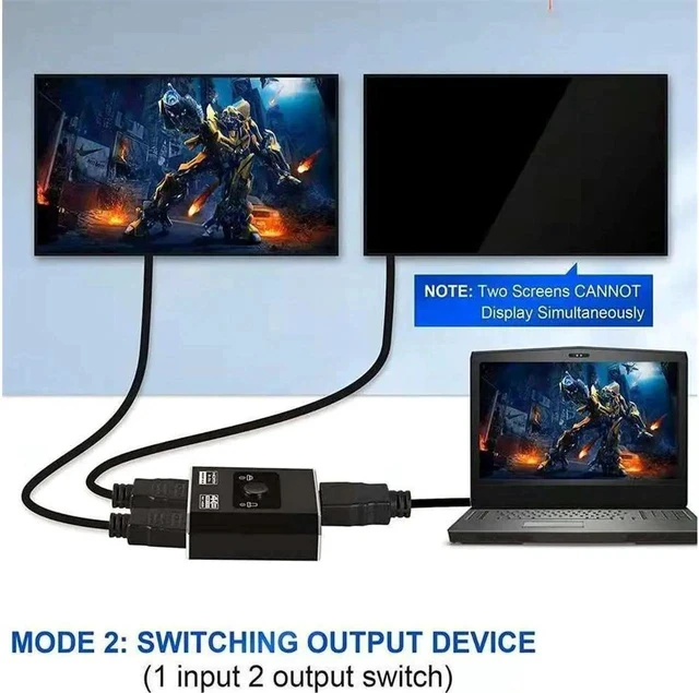 Alt view image 6 of 7 - High Speed 18Gbps HDMI 2.0b Ultra 4K HD Mini Switch with HDMI Cable, 4K@60Hz 1080p@120Hz HDR 1in 2out/2in 1out Splitter(Singal Display) Converter Compatible with Xbox X PS5