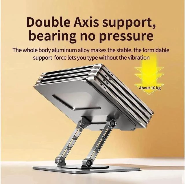 Alt view image 4 of 6 - Swivel Adjustable Laptop Stand, Aluminum Laptop Riser, Multi-Angle Height Adjustable Computer Stand Desktop Holder Compatible with Mac MacBook Pro Air, XPS, (10-17"),Gray