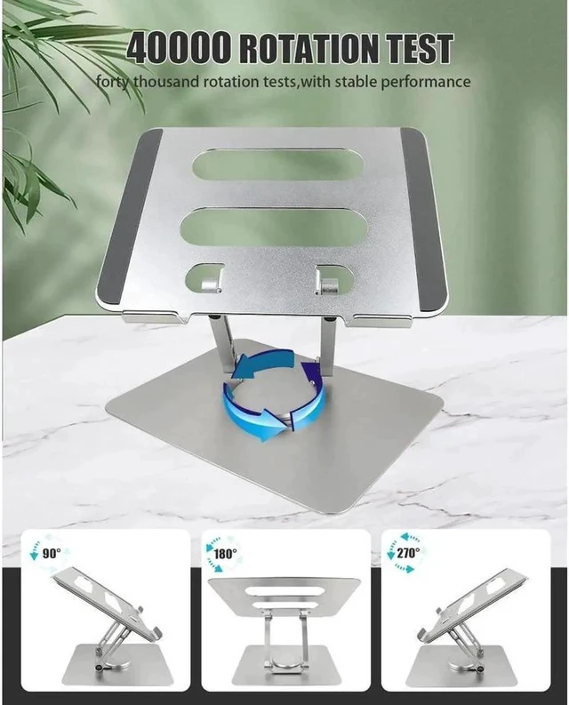 Alt view image 4 of 7 - 360° Rotating Adjustable Laptop Stand,Ergonomic Laptops Elevator for Desk, Metal Computer Riser, Foldable Computer Stand Compatible with 7 to 11 inches Tablets, 10 to 17 Inches Laptops