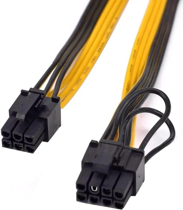 Alt view image 2 of 5 - 6 Pack 70cm PCIe 6Pin to 6+2 8Pin GPU Power Conversion Cable, Male to Male PCI Express Graphics Card Power Cord for Mining Rig & Server Hardware