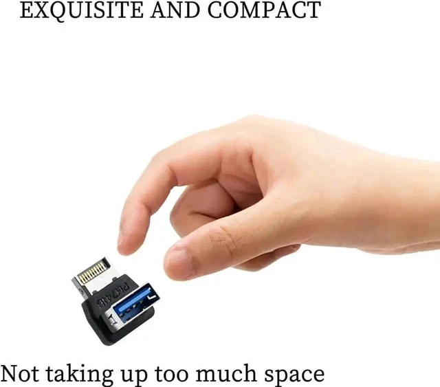 Alt view image 6 of 7 - PH741A Type-E to USB 3.0 90-Degree Adapter 10Gbps Front Panel Header Socket with Housing for PC Motherboard