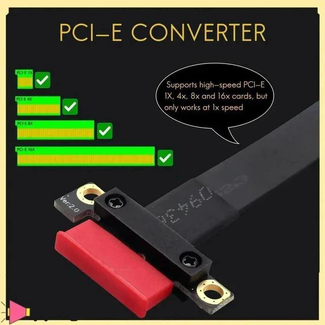 Main image of PCIe 1X to 1X Slot Riser Extension Card, Gold-Plated PCI Express X1 Ribbon Cable Adapter for BTC Mining Machine