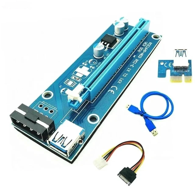 Alt view image 2 of 3 - 30/60/100CM USB3.0 PCIe Riser Card, PCI Express 1X to 16X GPU Extender Adapter with 4Pin Molex Power Port for Graphics Card Mining Rig Expansion