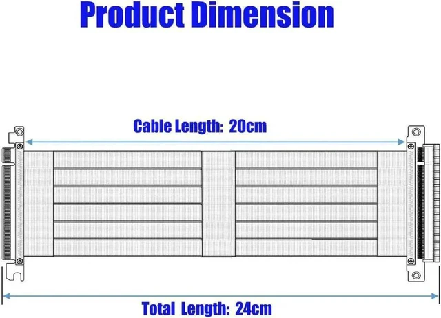 Alt view image 6 of 6 - PCI Express 3.0 High Speed 16x Flexible Cable Riser Card Extension Port Adapter Graphics video Card extend cord Cable for Mining
